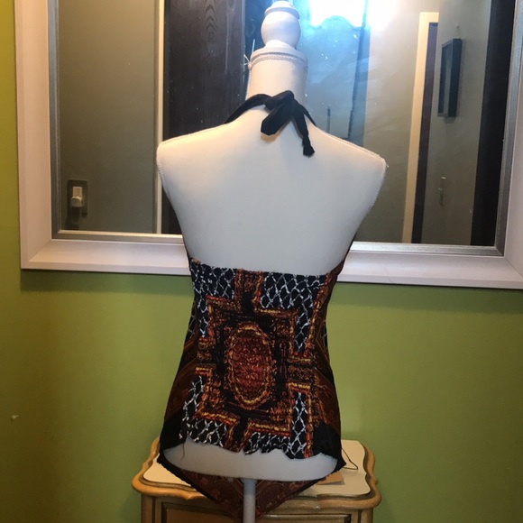 Dots Size M Halter Top V Shape on the Front Copper Gold, Black and silver tones - Picture 4 of 6